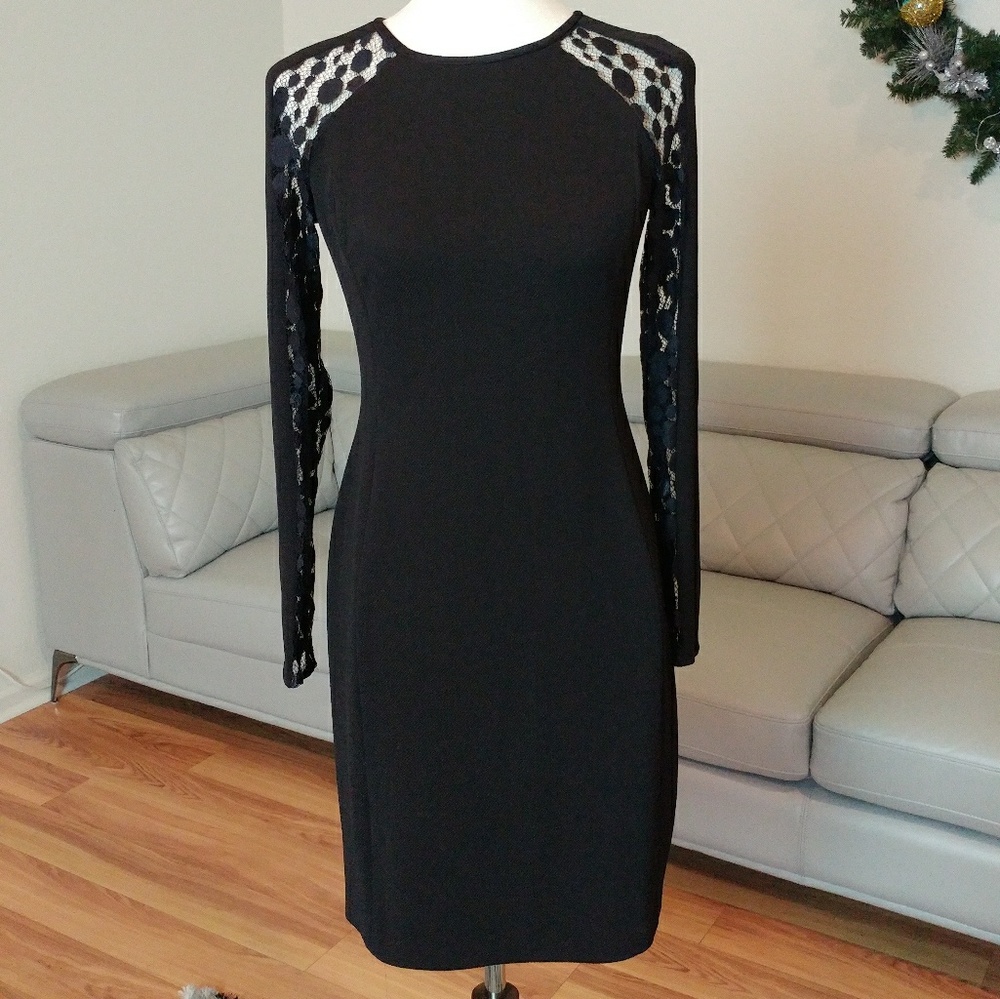 Julia Jordan Little Black Dress Lace Insets sz 2